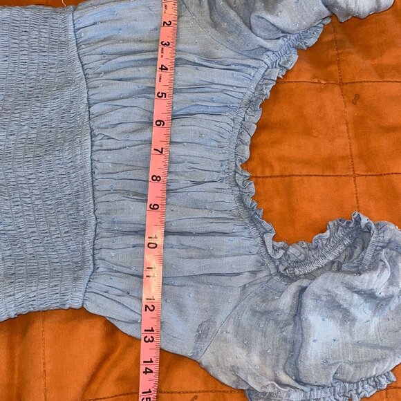 Hollister LightBlue Smocked Puff Sleeve Romper S Womens - Picture 7 of 9
